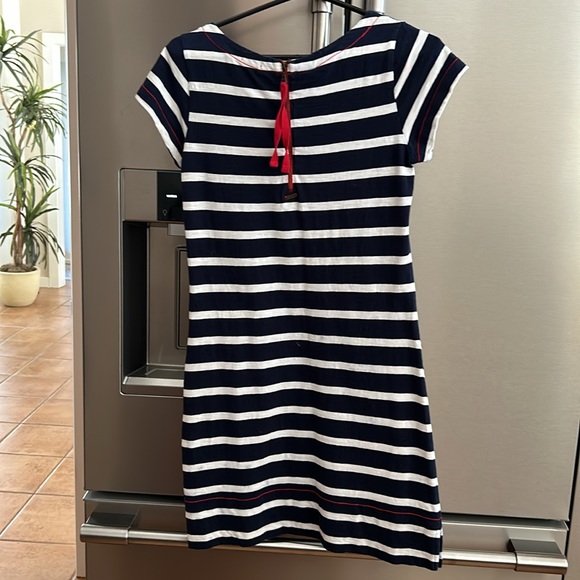 Hatley blue and white striped knee length summer dress. - Picture 3 of 3